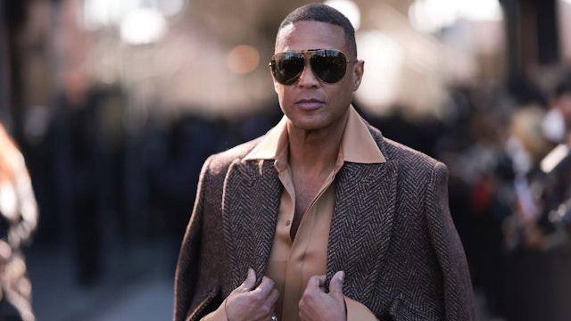 NEW YORK, NEW YORK - FEBRUARY 15: Don Lemon seen wearing a beige brown shirt and matching pants, a brown coat and dark shades before the Michael Kors show on February 15, 2023 in New York City.