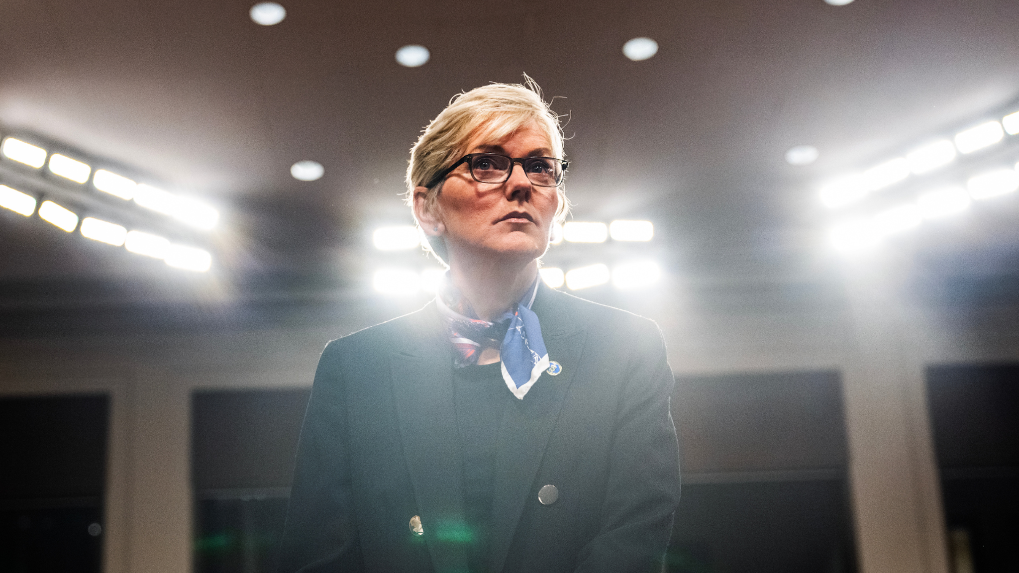 UNITED STATES - APRIL 26: Energy Secretary Jennifer Granholm arrives to testify during the Senate Armed Services Committee hearing titled "The Department of Energy and National Nuclear Security Administration Atomic Energy Defense Activities in Review of the Defense Authorization Request for FY2024 and the Future Years Defense Program," in Dirksen Building on Wednesday, April 26, 2023.
