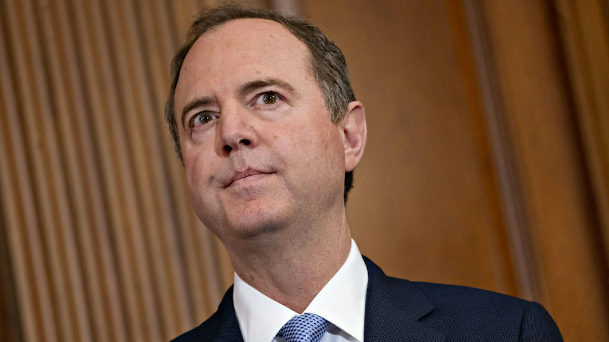 Representative Adam Schiff, a Democrat from California and chairman of the House Intelligence Committee, listens during a news conference announcing the next steps in the impeachment inquiry at the U.S. Capitol in Washington, D.C., U.S., on Tuesday, Dec. 10, 2019. House Democrats unveiled two articles of impeachment against President Donald Trump, one on abuse of power and the other involving obstruction of Congress. Photographer: Andrew Harrer/Bloomberg