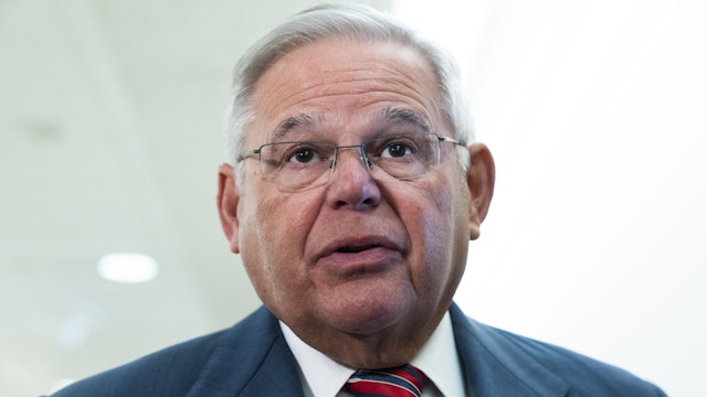 UNITED STATES - MARCH 15: Chairman Bob Menendez, D-N.J., arrives for the Senate Foreign Relations Committee hearing titled The Future of U.S.-Brazil Relations, in Dirksen Building on Wednesday, March 15, 2023.