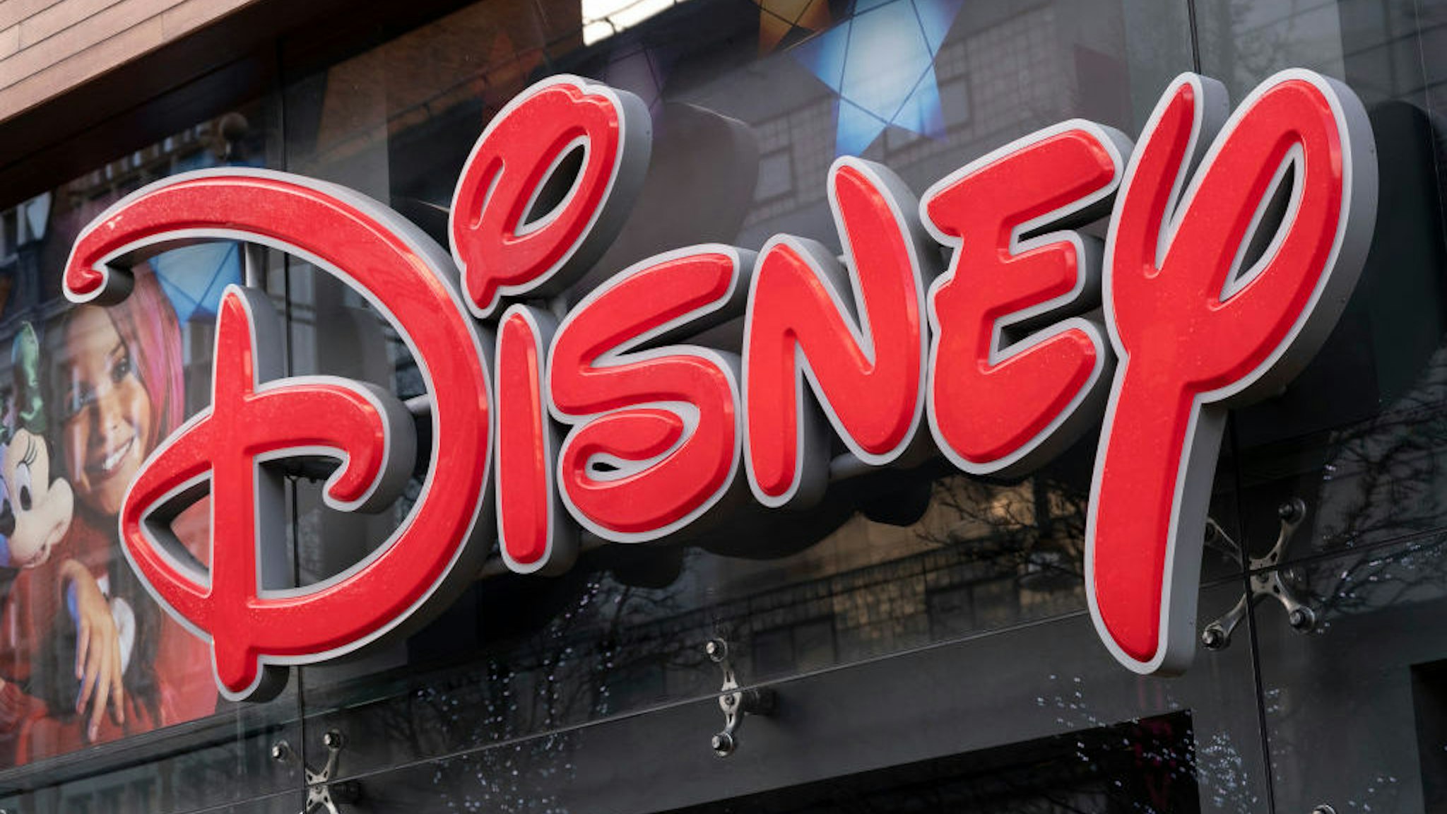 Sign for the media brand Disney Store on 19th December 2020 in London, United Kingdom. The Walt Disney Company, commonly known as Walt Disney or simply Disney, is an American diversified multinational mass media and entertainment conglomerate. (photo by Mike Kemp/In Pictures via Getty Images)