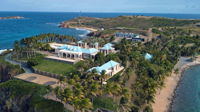 Jeffrey Epstein&apos;s former home on the island of Little St. James in the U.S. Virgin Islands.
