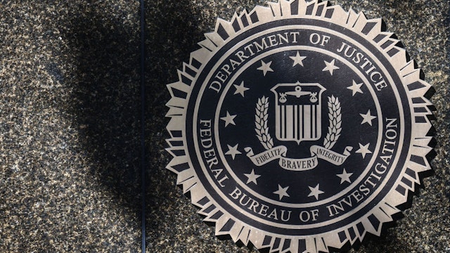 Federal Bureau Of Investigation emblem is seen on the headquarters building in Washington D.C., United States, on October 20, 2022. (Photo by Beata Zawrzel/NurPhoto)