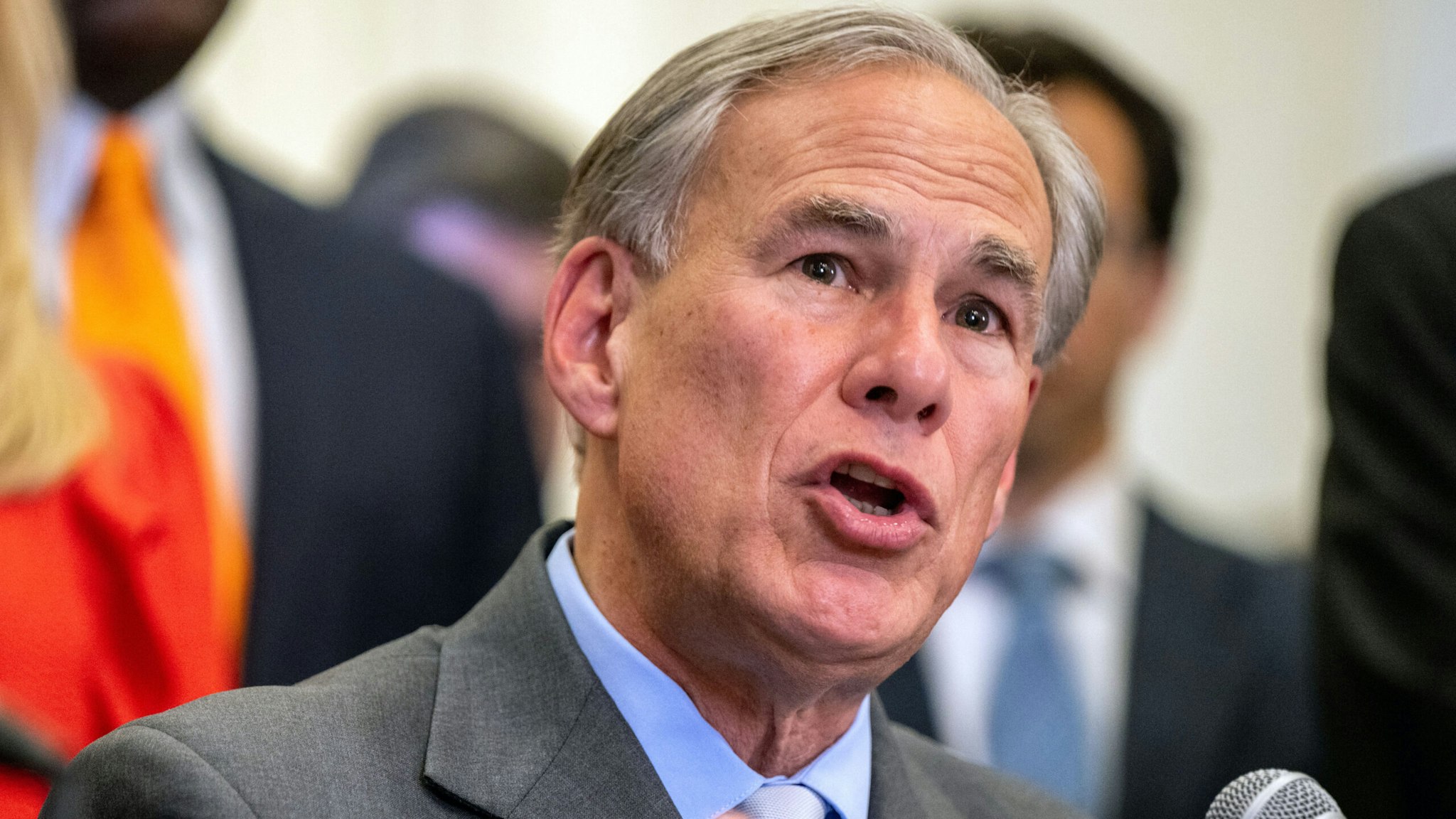 AUSTIN, TEXAS - MARCH 15: Texas Gov. Greg Abbott speaks during a news conference on March 15, 2023 in Austin, Texas. Gov. Abbott and state officials attended a news conference where they discussed the proposed Texas Helpful Incentives to Produce Semiconductors (CHIPS) Act legislation.