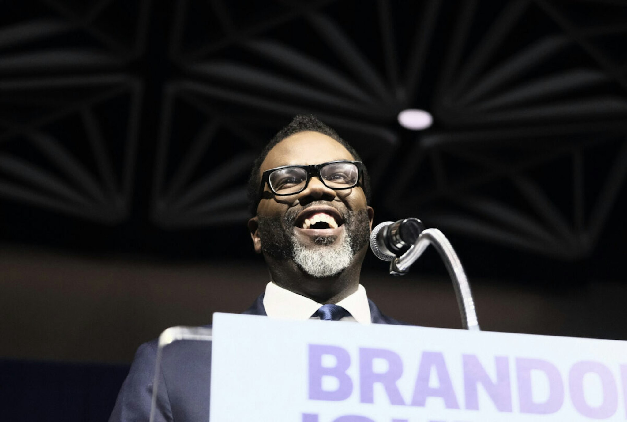 Union organizer and Cook County Commissioner Brandon Johnson speaks after being projected winner as mayor on April 4, 2023 in Chicago, Illinois. Johnson won in a tough runoff against the more conservative Paul Vallas after the two outpolled incumbent Mayor Lori Lightfoot in February.