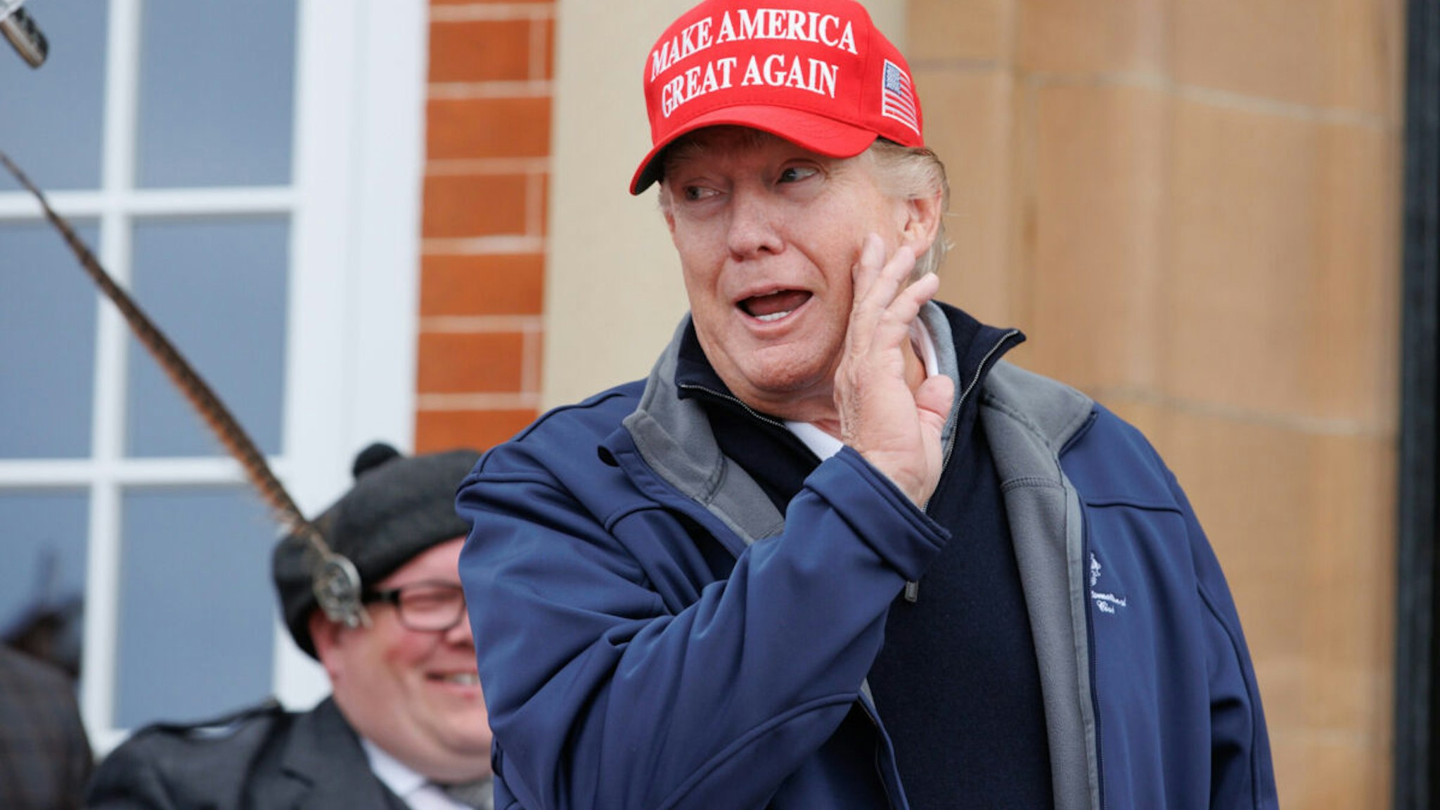 Former US president Donald Trump at Trump Turnberry golf course, in South Ayrshire, during his visit to the UK.
