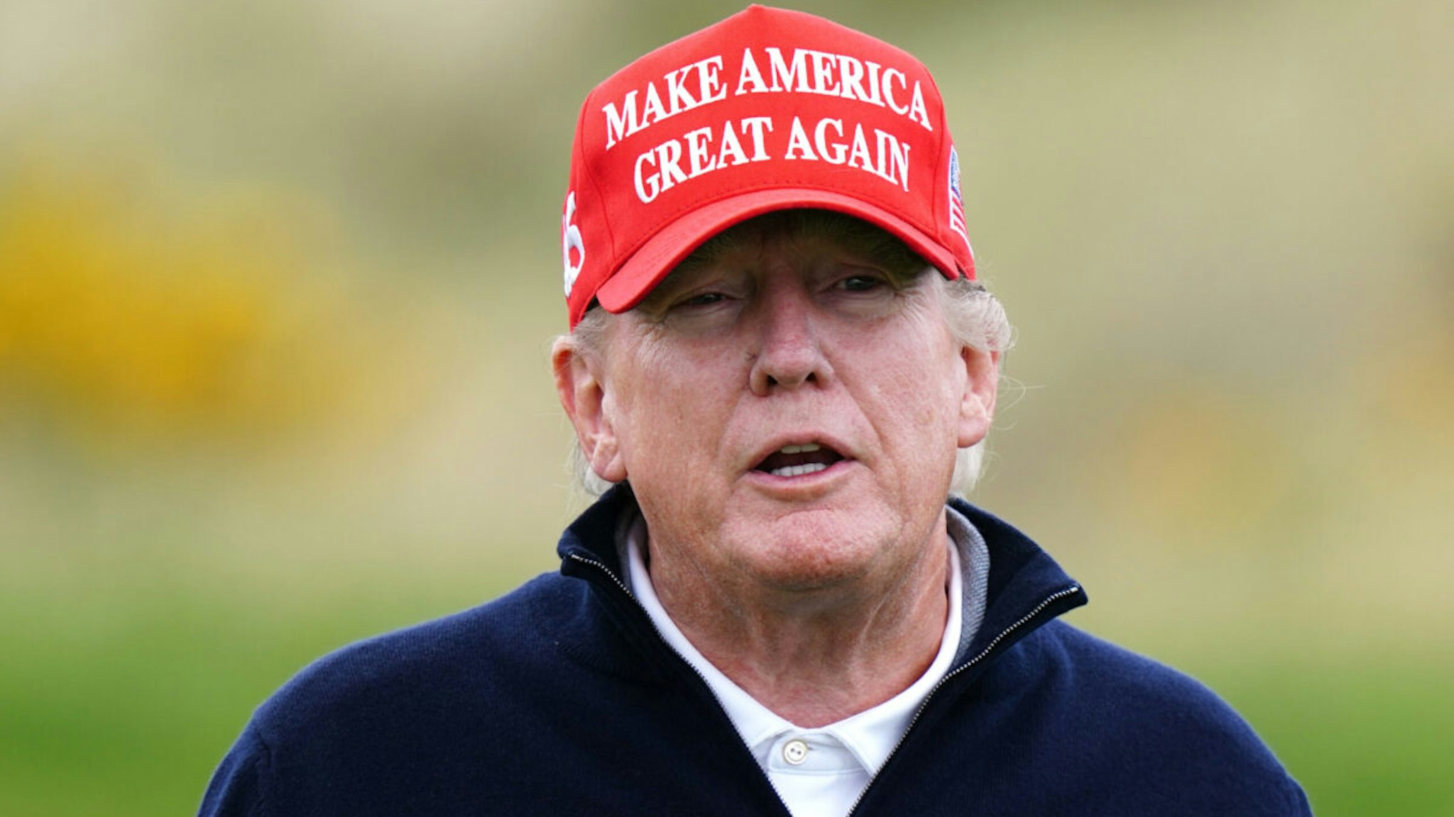 Former US president Donald Trump playing golf at Turnberry golf course, in South Ayrshire, during his visit to the UK. Picture date: Tuesday May 2, 2023.