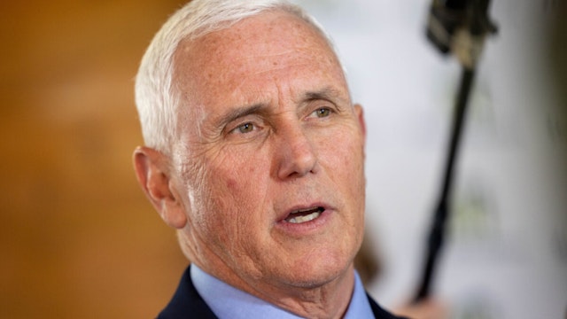 DOVER, NEW HAMPSHIRE - MAY 17: Former U.S. Vice President Mike Pence speaks during a "Lumber and Lobster" event on May 17, 2023 in Dover, New Hampshire. Pence has said that he has yet to make a decision on whether he will run for the Republican presidential nomination next year.