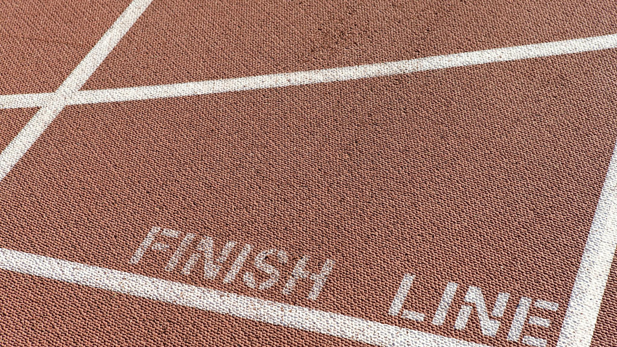 Finishing line of running track