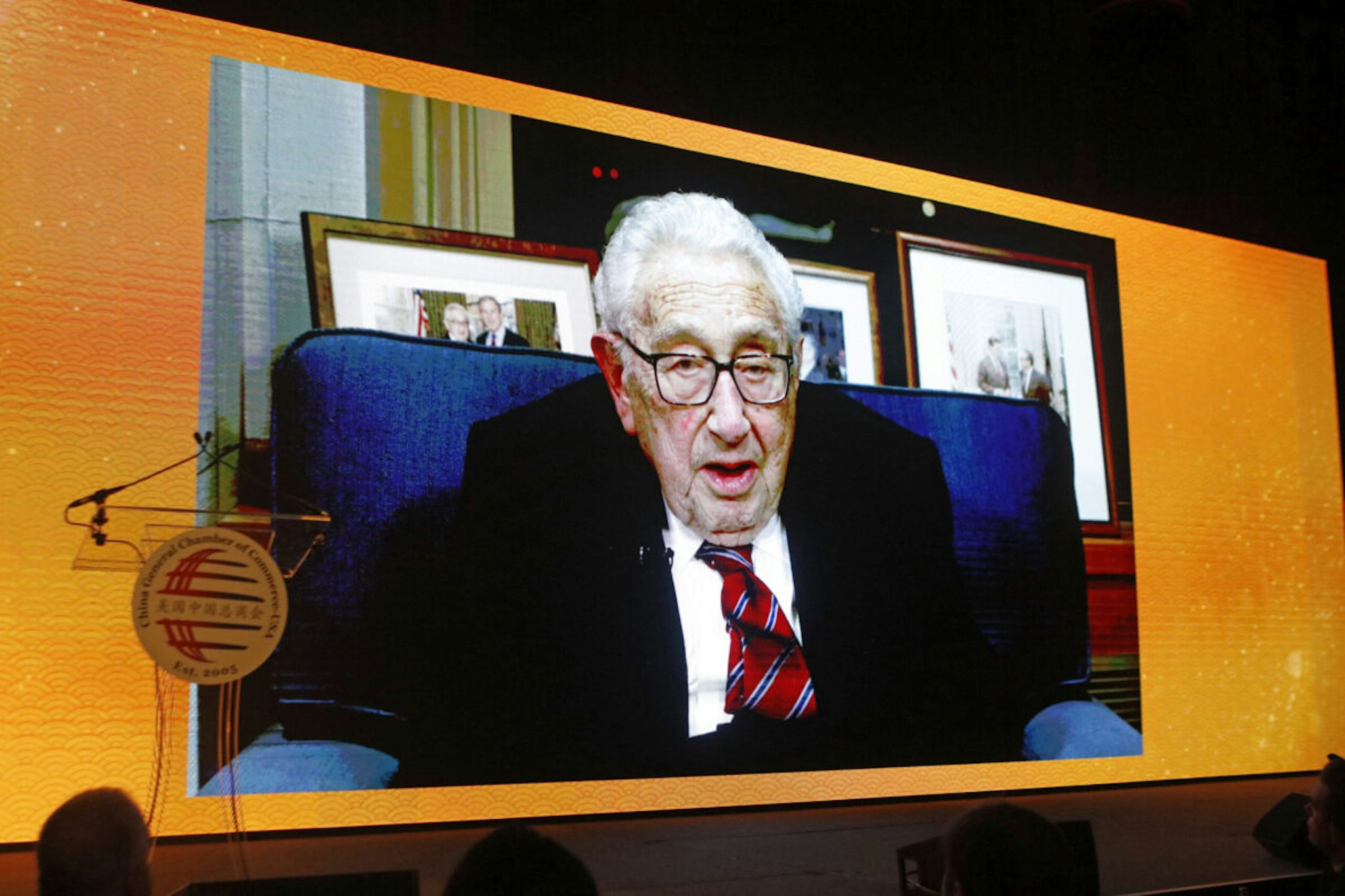 Former US Secretary of State Henry Kissinger speaks via video link during 2023 Lunar New Year of the Rabbit Gala on January 18, 2023 in New York City.