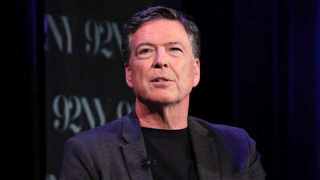 James Comey speaks onstage during Former FBI Director James Comey In Conversation With MSNBC's Nicolle Wallace at 92NY on May 30, 2023 in New York City.