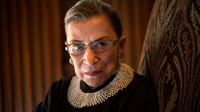 Supreme Court Justice Ruth Bader Ginsburg, celebrating her 20th anniversary on the bench, is photographed in the West conference room at the U.S. Supreme Court in Washington, D.C., on Friday, August 30, 2013.