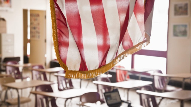 American Flag Hanging in Classroom