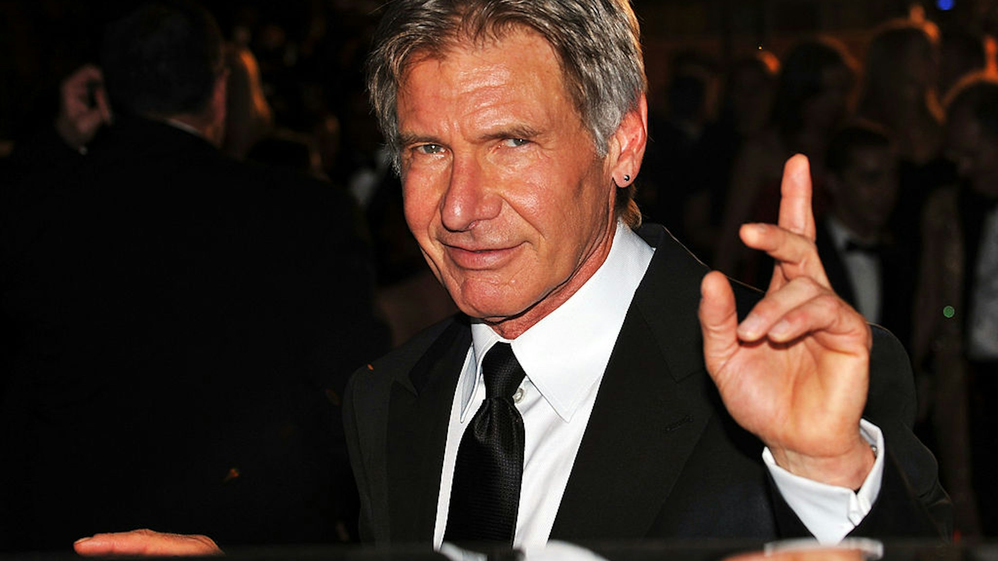 CANNES, FRANCE - MAY 18: Actor Harrison Ford departs after the Indiana Jones and The Kingdom of The Crystal Skull Premiere at the Palais des Festivals during the 61st International Cannes Film Festival on May 18 , 2008 in Cannes, France. (Photo by Pascal Le Segretain/Getty Images)