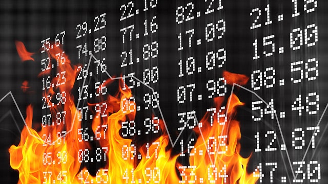 Stock exchange numbers and flames