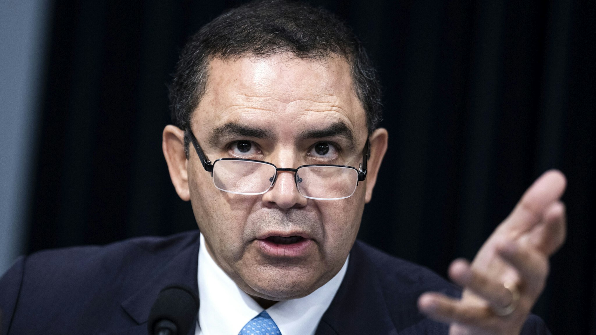 UNITED STATES - MARCH 23: Rep. Henry Cuellar, D-Texas, questions Defense Secretary Lloyd Austin during the House Appropriations Subcommittee on Defense hearing titled Fiscal Year 2024 Request for the Department of Defense, in Rayburn Building on Thursday, March 23, 2023.