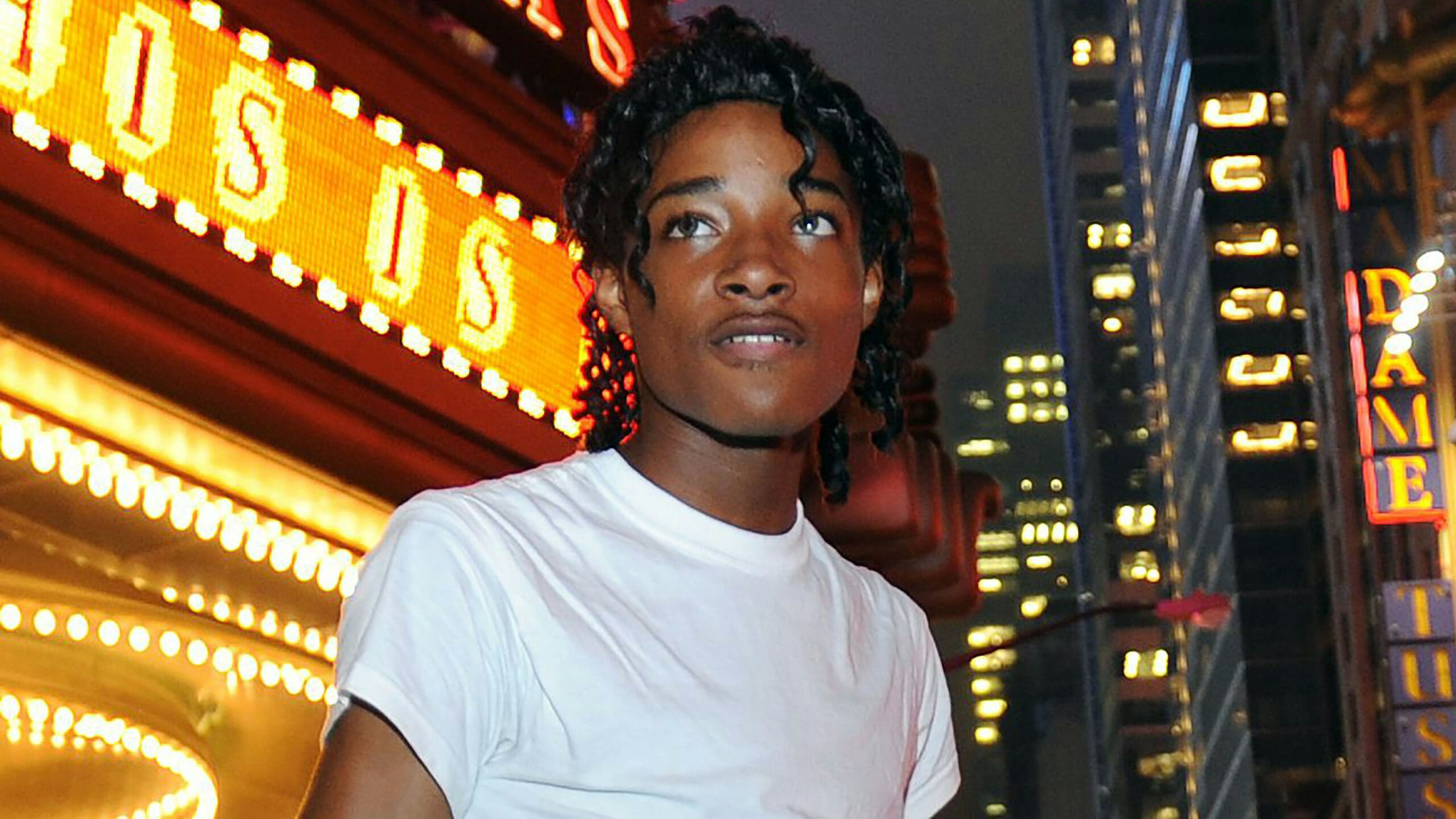 Jordan Neely is pictured before going to see the Michael Jackson movie, &quot;This is It,&quot; outside the Regal Cinemas on Eighth Avenuereetand 42nd St. in Times Square, New York, in 2009.