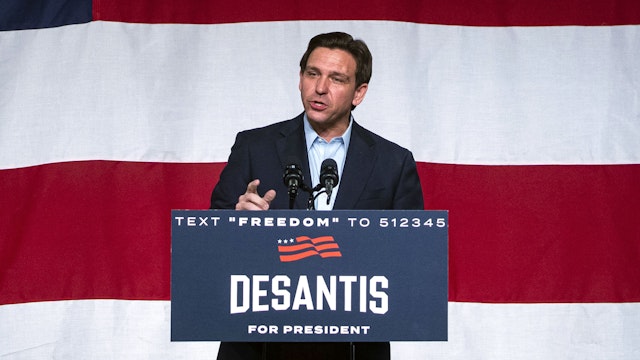 Ron DeSantis, governor of Florida, speaks during a campaign kickoff event in Clive, Iowa, US, on Tuesday, May 30, 2023. DeSantis is kicking off his 2024 Republican presidential campaign this week with trips to early voting states where he must prove that he can engage in the retail politics necessary to attract primary voters.