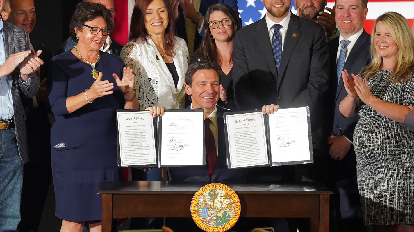 DeSantis prohibits digital currency and credit card tracking of gun purchases.