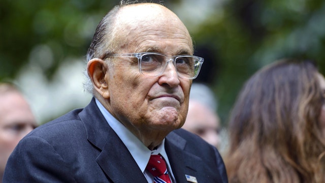 Rudolph Giuliani, former mayor of New York, attends a ceremony at the National September 11 Memorial Museum in New York, US, on Sunday, Sept. 11, 2022. Today marks the 21st anniversary of the Sept. 11, 2001, terrorist attacks where four hijacked planes slammed into the World Trade Center, the Pentagon and a Pennsylvania field and brought nearly 3,000 people to their deaths.
