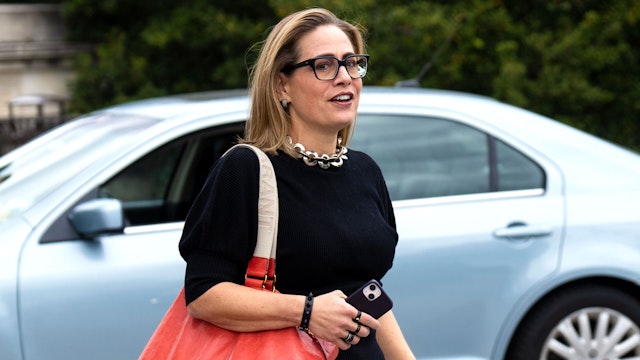 WASHINGTON - MAY 4: Sen. Kyrsten Sinema, I-Ariz., leaves the Capitol after the last vote of the week in Washington on Thurssday, May 4, 2023.