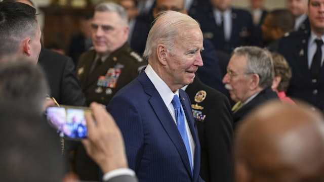 WASHINGTON DC, UNITED STATES - APRIL 28: US President Joe Biden attends the Commander-in-Chief Trophy Presentation event at the White House in Washington D.C., United States on April 28, 2023.
