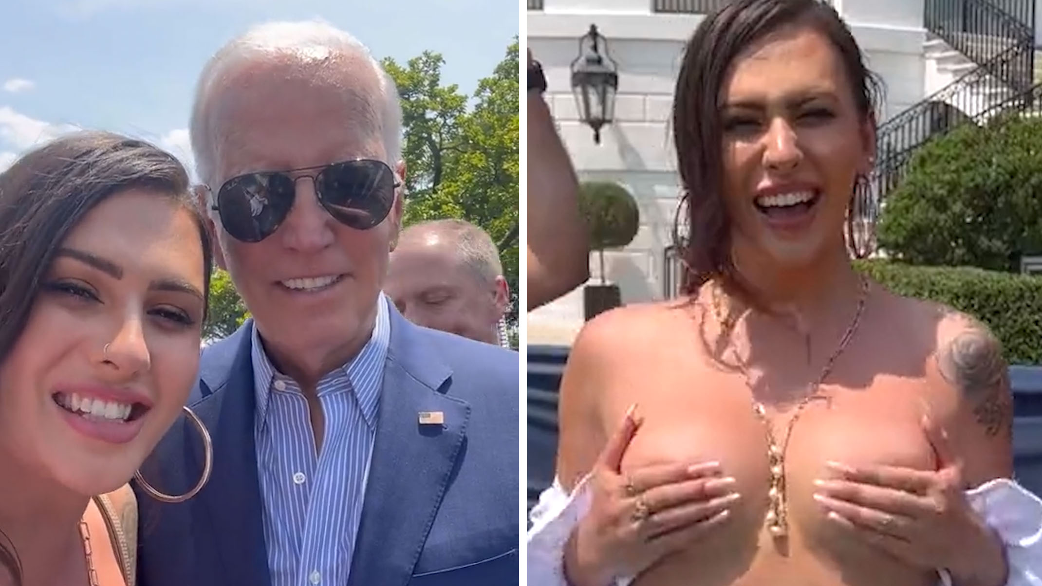 Biden administration angry over topless transgender activist at White House.