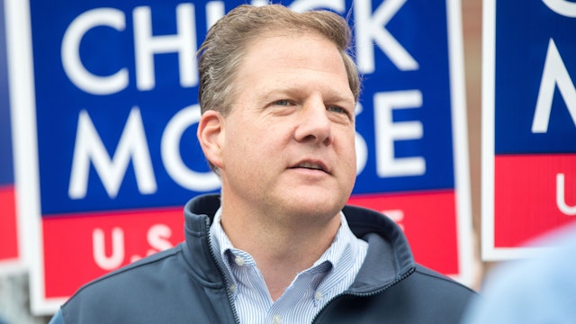 BEDFORD, NH - SEPTEMBER 13: New Hampshire Governor Chris Sununu at a campaign stop for Republican Senate candidate Chuck Morse at the Bedford High School polling location on September 13, 2022 in Bedford, New Hampshire. Morse is facing Don Bolduc, who Sununu has called a "conspiracy-theory extremist."