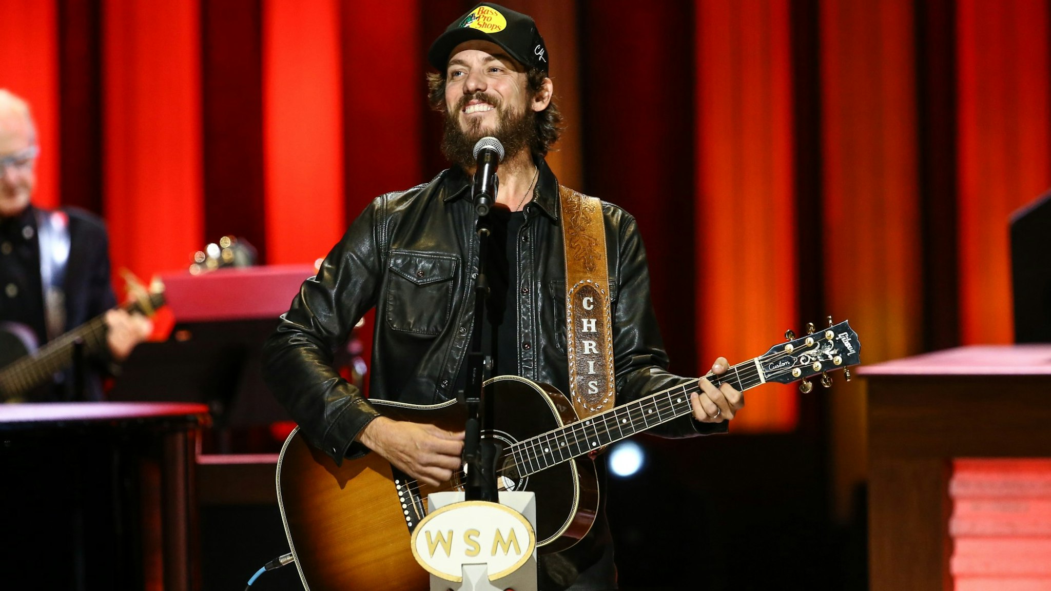  Chris Janson performs on stage during the Grand Ole Opry's 5000th Show at The Grand Ole Opry on October 30, 2021 in Nashville, Tennessee.