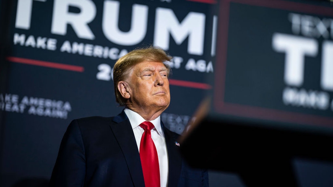 Manchester, NH - April 27 : Former President Donald Trump speaks at a campaign event at the DoubleTree Manchester Downtown on Thursday, April 27, 2023, in Manchester, NH. (Photo by Jabin Botsford/The Washington Post via Getty Images)