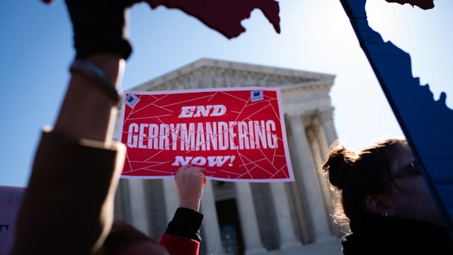 WASHINGTON, DC - MARCH 26: A Fair Maps Rally was held in front of the U.S. Supreme Court on Tuesday, March 26, 2019 in Washington, DC. The rally coincides with the U.S. Supreme Court hearings in landmark redistricting cases out of North Carolina and Maryland. The activists sent the message the the Court should declare gerrymandering unconstitutional now.