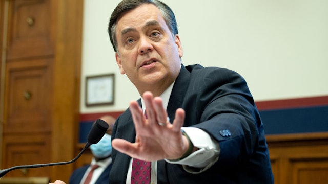 WASHINGTON, DC - JUNE 29: George Washington University Law School professor Jonathan Turley gives an opening statement at a U.S. House Natural Resources Committee hearing examining Park Police response to Lafayette Square protests on June 29, 2020 in Washington, D.C. Amid protests of the death of George Floyd, authorities in D.C cleared the largely peaceful crowd gathered in Lafayette Square on June 1 prior to President Donald Trump's walk across the park for a photo op at St. John's Church. (Photo by Bonnie Cash-Pool/Getty Images)