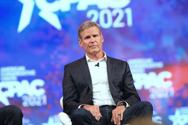 Bill Lee, governor of Tennessee, listens during the Conservative Political Action Conference (CPAC) in Dallas, Texas, U.S., on Saturday, July 10, 2021. The three-day conference is titled "America UnCanceled."
