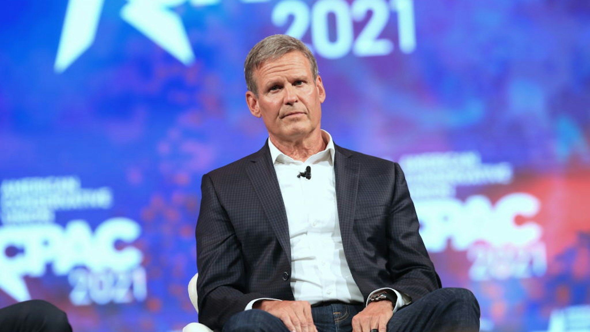 Bill Lee, governor of Tennessee, listens during the Conservative Political Action Conference (CPAC) in Dallas, Texas, U.S., on Saturday, July 10, 2021. The three-day conference is titled "America UnCanceled."