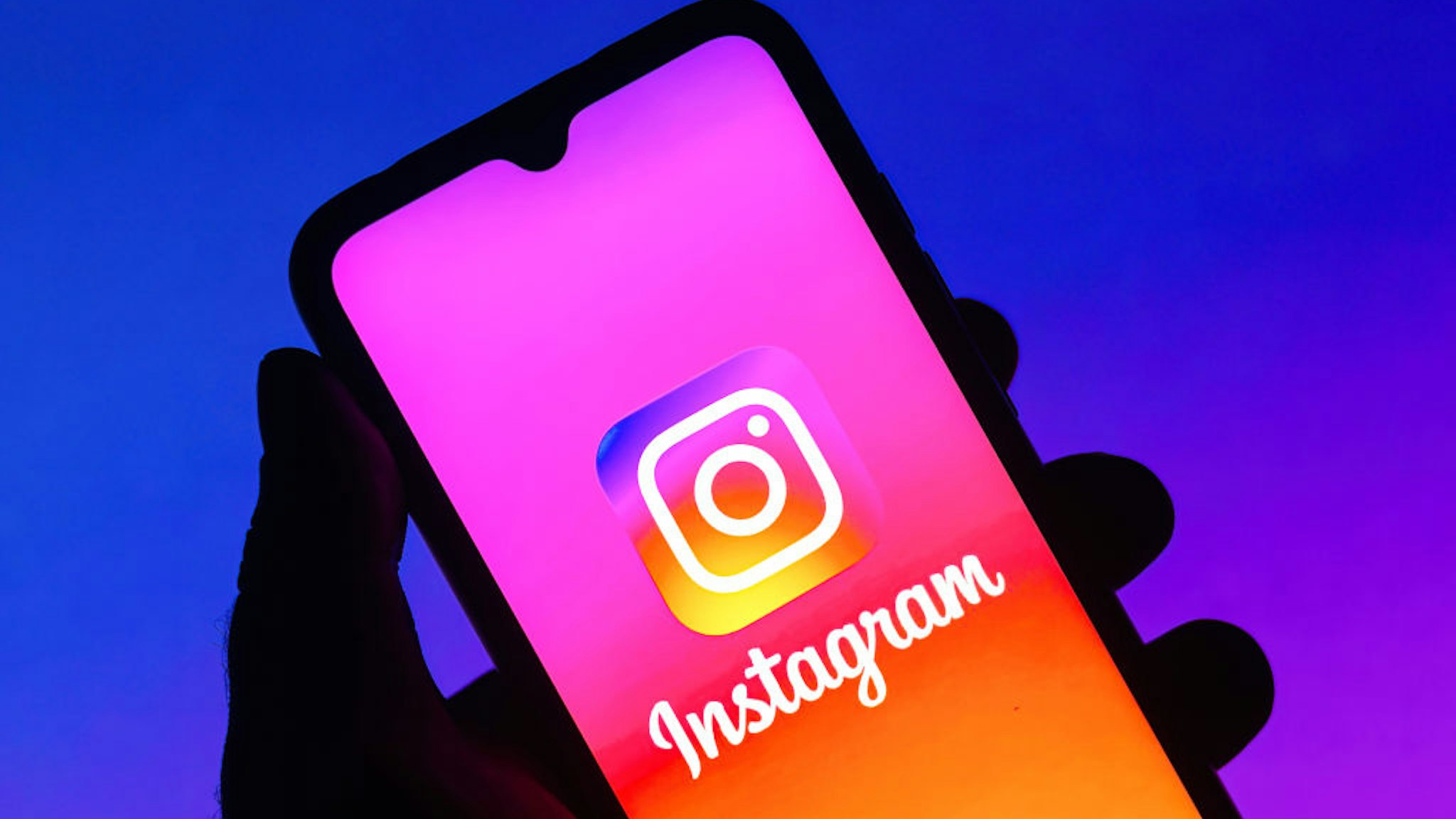 BRAZIL - 2021/08/06: In this photo illustration the Instagram logo seen displayed on a smartphone.
