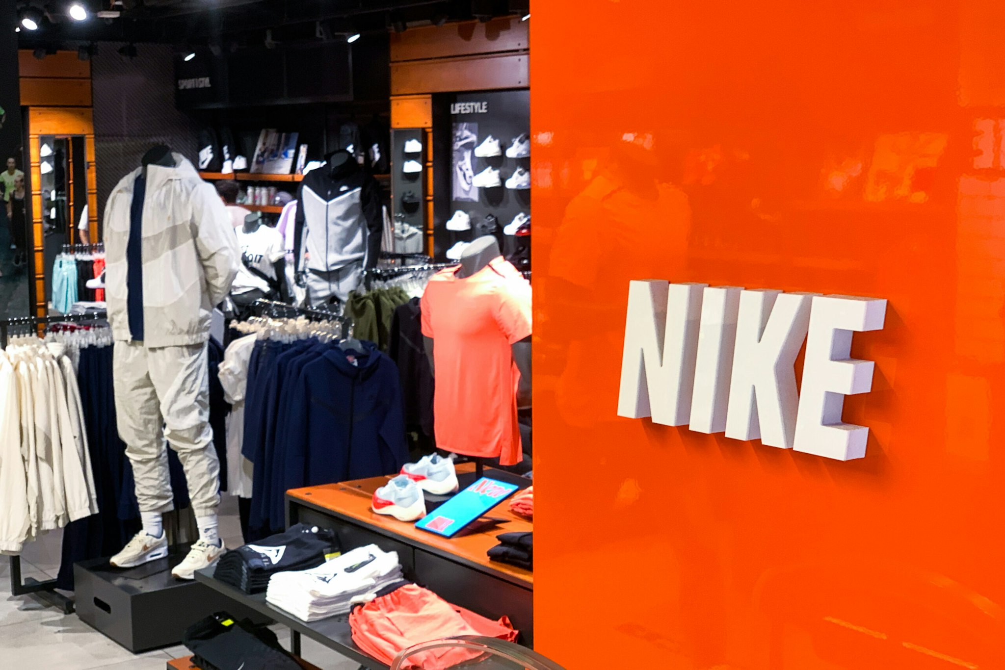 Nike logo is seen in the store in Krakow, Poland on August 26, 2021.