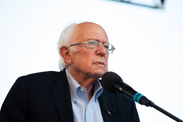 PONTIAC, MI - JULY 29: Senator Bernie Sanders (I-VT) speaks at a campaign rally for Michigan Democratic Reps. Andy Levin and Rashida Tlaib on July 29, 2022 in Pontiac, Michigan. The Michigan Primary is on August 2. (Photo by Bill Pugliano/Getty Images)