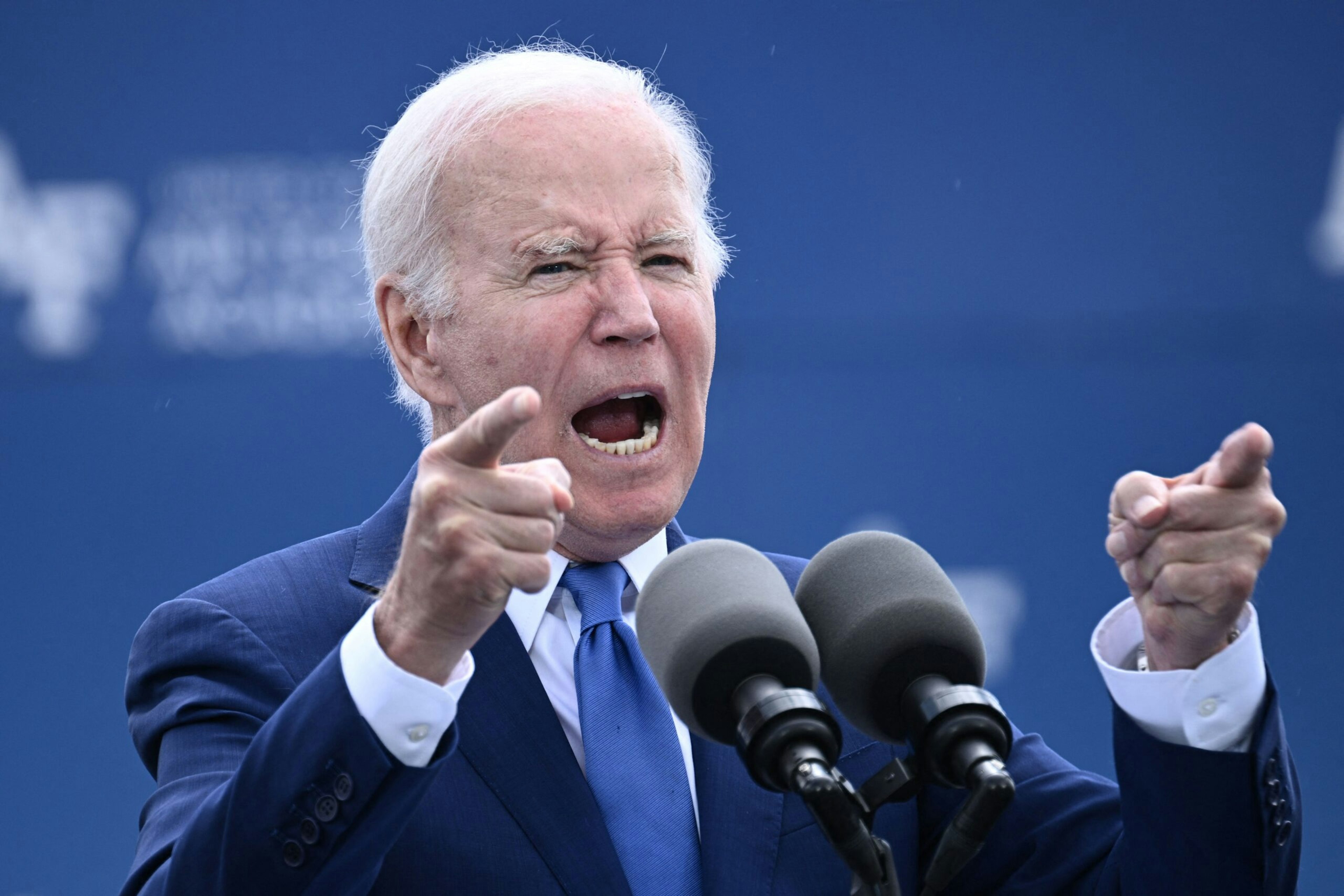 US President Joe Biden delivers the commencement address at the United States Air Force Academy, just north of Colorado Springs in El Paso County, Colorado, on June 1, 2023. (Photo by Brendan SMIALOWSKI / AFP) (Photo by BRENDAN SMIALOWSKI/AFP via Getty Images)