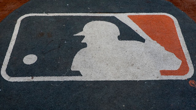 SAN FRANCISCO, CA - JUNE 02: General view of the MLB logo on a batting circle prior to a regular season game between the Baltimore Orioles and San Francisco Giants on June 2, 2023 at Oracle Park in San Francisco, CA. (Photo by Brandon Sloter/Icon Sportswire via Getty Images)