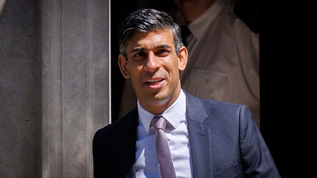 LONDON, ENGLAND - JUNE 14: British Prime Minister Rishi Sunak leaves Downing Street to attend PMQ's on June 14, 2023 in London, England. (Photo by Belinda Jiao/Getty Images)