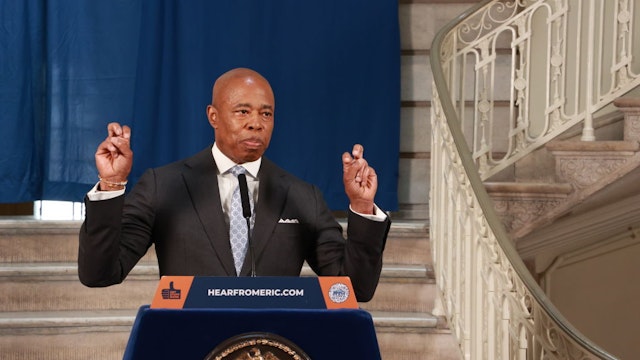MANHATTAN - NY - June 13, 2023 - New York City Mayor Eric Adams is pictured during press conference at City Hall Rotunda Tuesday afternoon. During the press conference the Mayor announced a contract agreement with UFT.