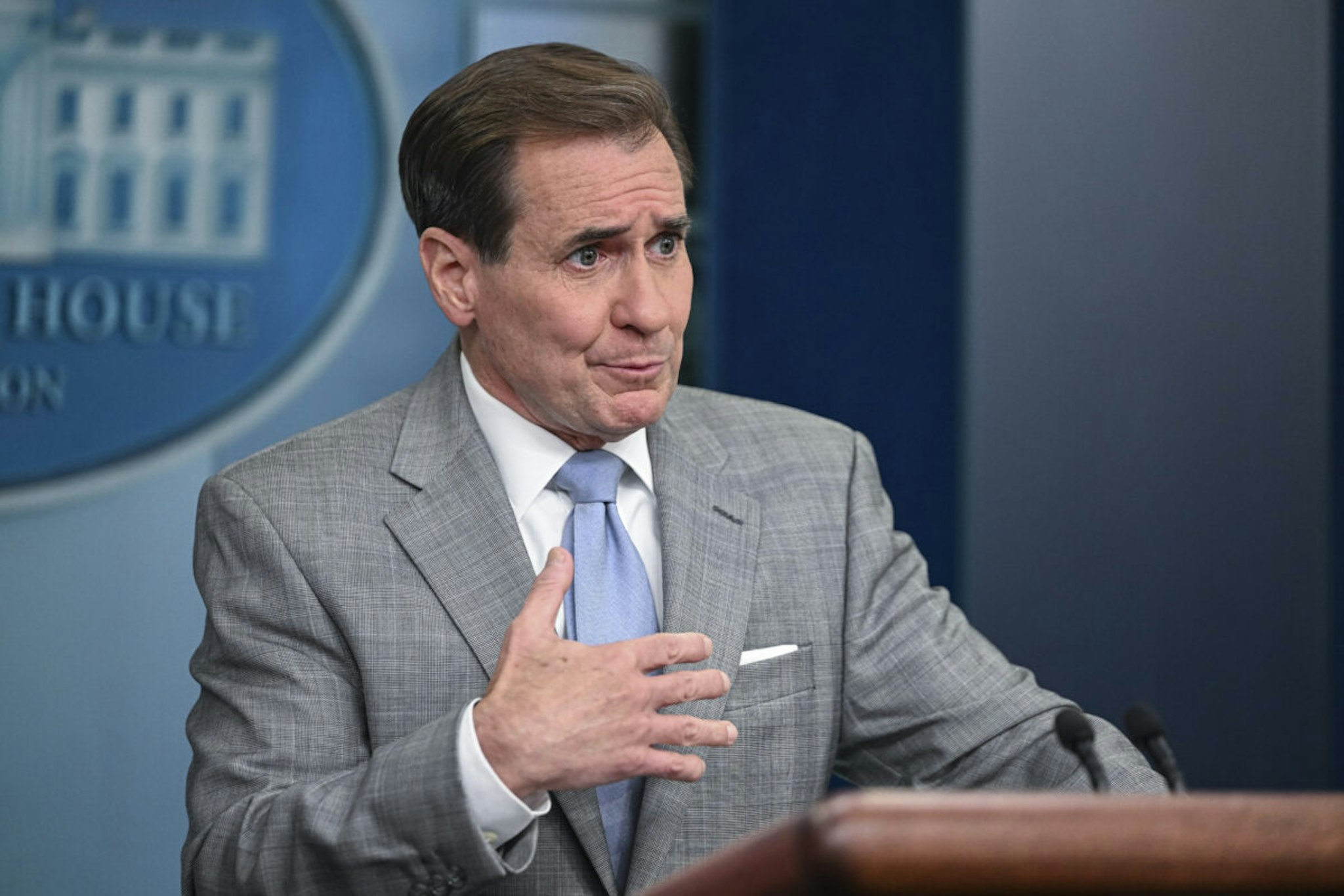 National Security Council Coordinator Admiral John Kirby speaks during the White House Press Briefing at the White House in Washington D.C., United States on June 26, 2023.