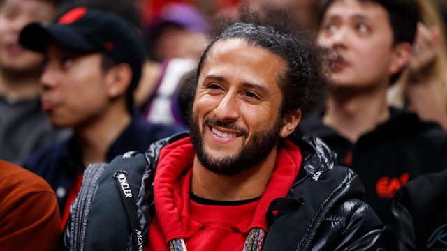 TORONTO, ON - DECEMBER 05: Colin Kaepernick attends the NBA game between the Toronto Raptors and the Boston Celtics at Scotiabank Arena on December 5, 2022 in Toronto, Canada. NOTE TO USER: User expressly acknowledges and agrees that, by downloading and or using this photograph, User is consenting to the terms and conditions of the Getty Images License Agreement.