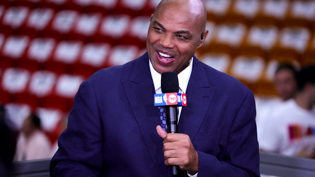 MIAMI, FLORIDA - MAY 21: Charles Barkley looks on prior to game three of the Eastern Conference Finals between the Boston Celtics and Miami Heat at Kaseya Center on May 21, 2023 in Miami, Florida. NOTE TO USER: User expressly acknowledges and agrees that, by downloading and or using this photograph, User is consenting to the terms and conditions of the Getty Images License Agreement.