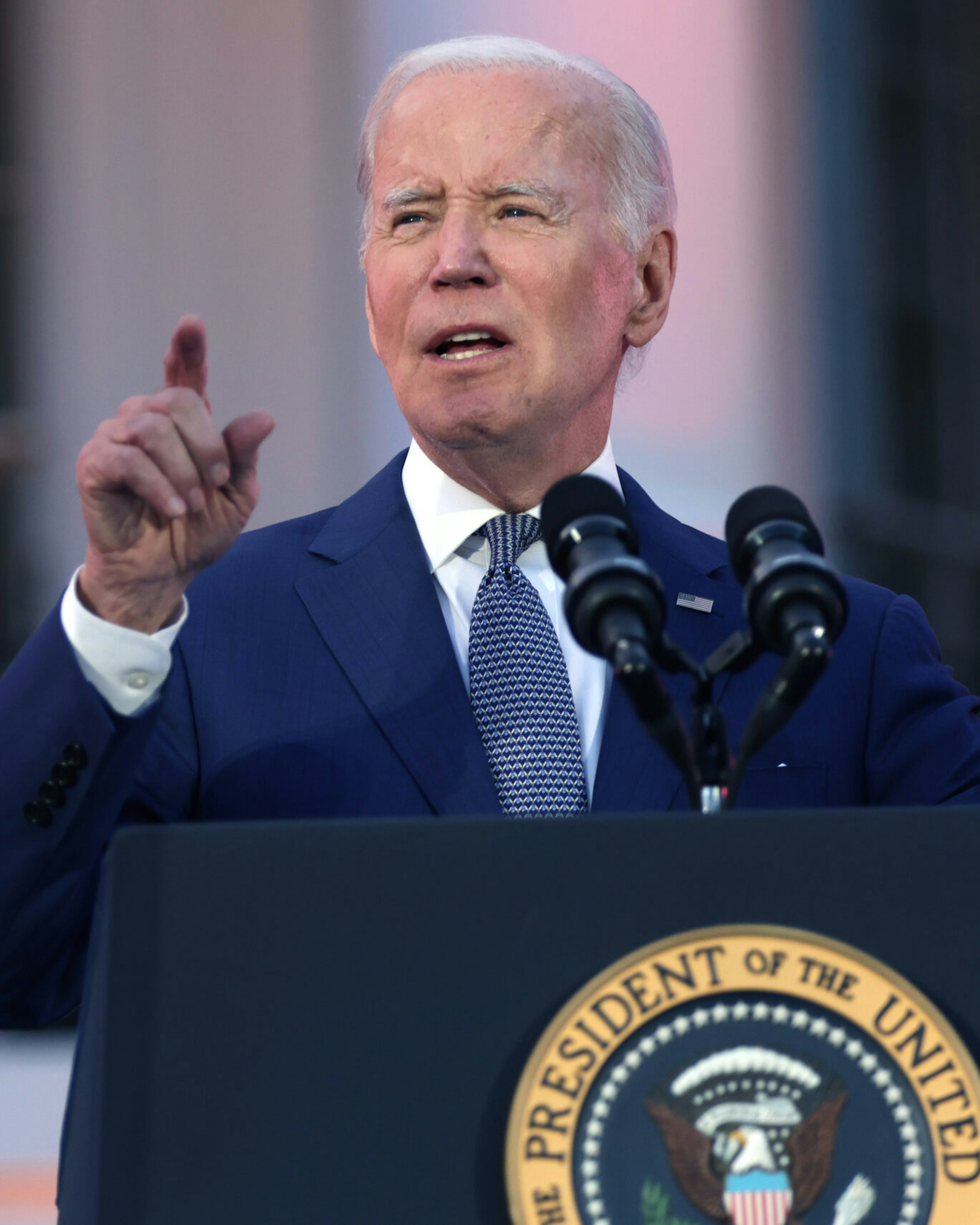 WASHINGTON, DC - JUNE 15: U.S. President Joe Biden speaks during a screening of the film “Flamin’ Hot” on the South Lawn of the White House on June 15, 2023 in Washington, DC. The movie tells the story of Richard Montanez, a janitor at Frito-Lay who claimed to have created the recipe for Flamin’ Hot Cheetos, which turned the snack into a global phenomenon. (Photo by Alex Wong/Getty Images)