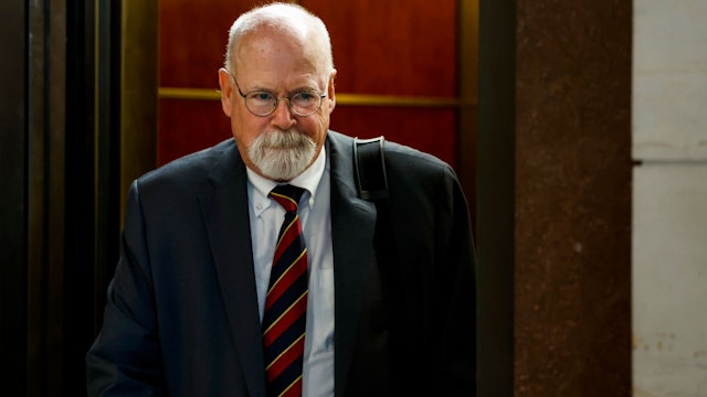 WASHINGTON, DC - JUNE 20: Former Special Counsel John Durham departs after participating in a closed door hearing with the House Permanent Select Committee on Intelligence at the U.S. Capitol Building on June 20, 2023 in Washington, DC. Durham met with the committee to discuss his findings in the origins of the FBI's investigation of former U.S. President Donald Trump and possible Russian interference in the 2016 presidential election.