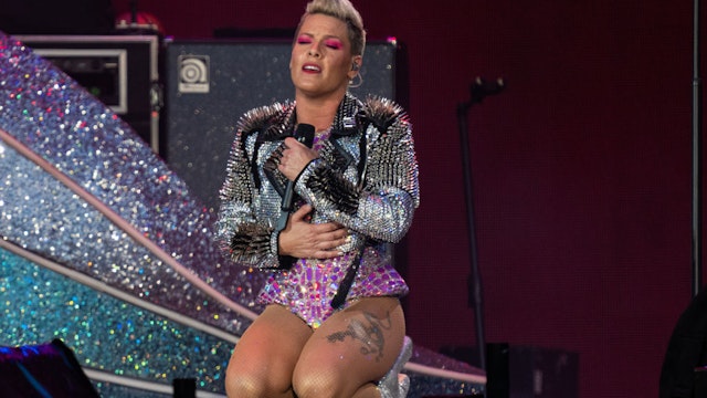 LONDON, ENGLAND - JUNE 25: P!NK performs at BST Hyde Park Festival 2023 at Hyde Park on June 25, 2023 in London, England. (Photo by Lorne Thomson/Redferns)