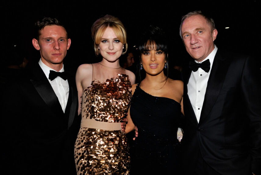LOS ANGELES, CA - OCTOBER 27: (L-R) Actors Jaime Bell, Evan Rachel Wood, Salma Hayek, and Francois-Henri Pinault attend LACMA 2012 Art + Film Gala Honoring Ed Ruscha and Stanley Kubrick presented by Gucci at LACMA on October 27, 2012 in Los Angeles, California. (Photo by John Sciulli/Getty Images for LACMA)