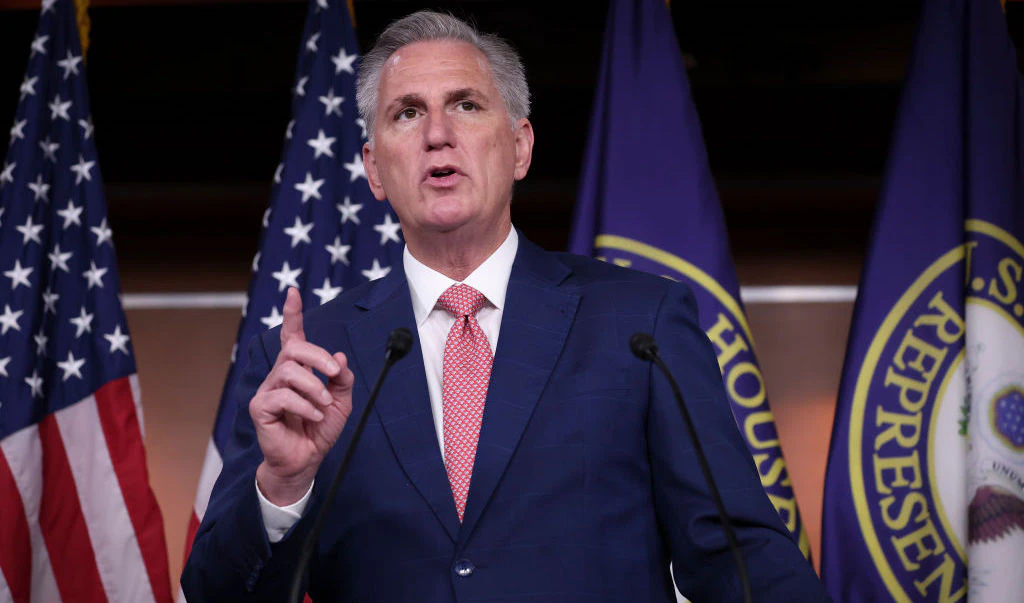 WASHINGTON, DC - JULY 29: House Minority Leader Kevin McCarthy (R-CA) answers questions during a press conference at the U.S. Capitol on July 29, 2022 in Washington, DC. During the press conference, McCarthy said he had no recollection of speaking with former White House aide Cassidy Hutchinson on January 6, 2020. (Photo by Win McNamee/Getty Images)