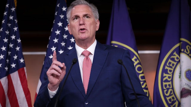 WASHINGTON, DC - JULY 29: House Minority Leader Kevin McCarthy (R-CA) answers questions during a press conference at the U.S. Capitol on July 29, 2022 in Washington, DC. During the press conference, McCarthy said he had no recollection of speaking with former White House aide Cassidy Hutchinson on January 6, 2020. (Photo by Win McNamee/Getty Images)